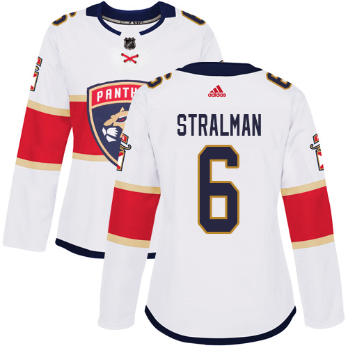 Adidas Panthers #6 Anton Stralman White Road Authentic Women's Stitched NHL Jersey